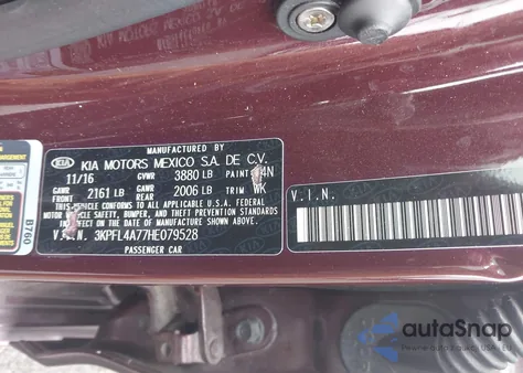 2017 Kia Forte Lx from USA, damaged, VIN 3KPFL4A77HE079528